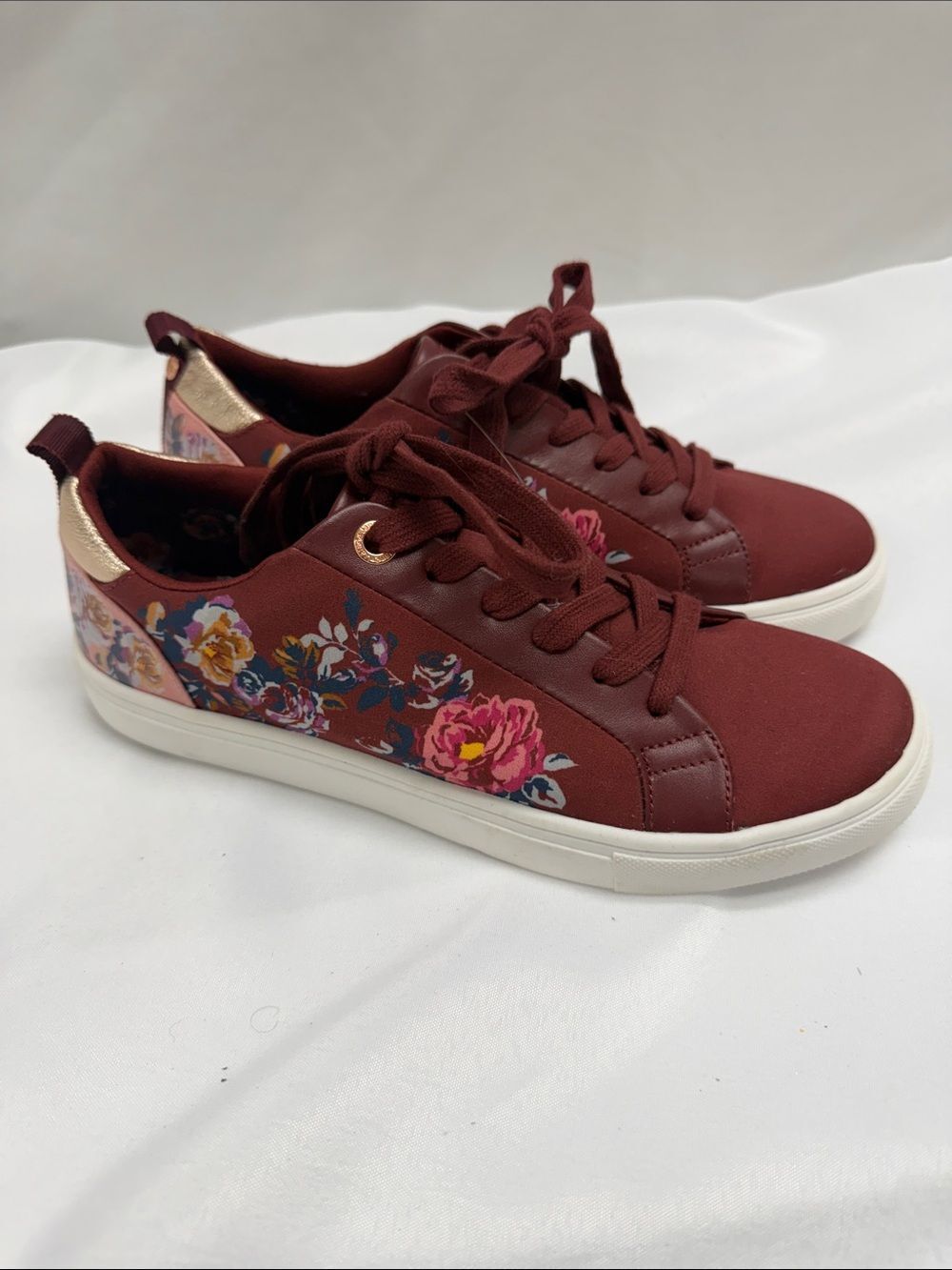 Matilda Jane Burgundy Floral Lace-Up Sneakers